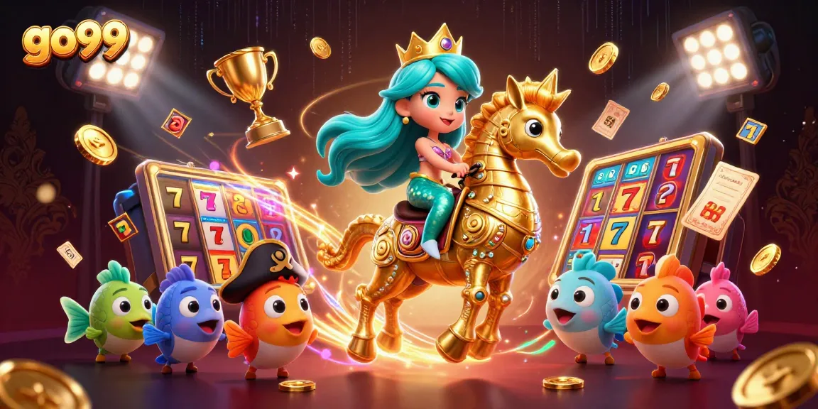 Engage in thrilling games at go99 with a vibrant 3D depiction of a playful mermaid princess exploring aquatic adventures.