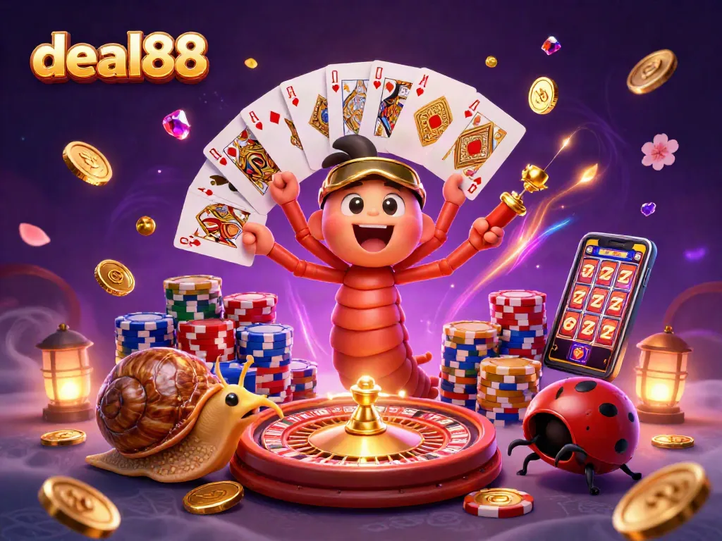 Engage in the excitement of deal88 with a vibrant 3D casino illustration featuring a whimsical dealer and high-roller.