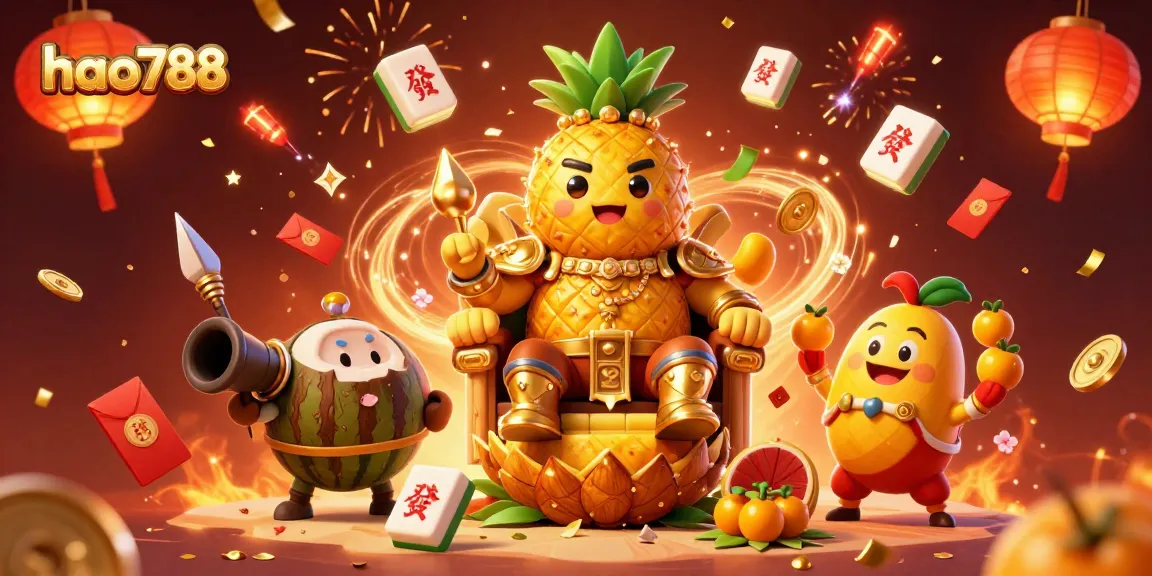 Slot cepat dan aman dengan HAO788, raja nanas emas dan penjaga kelapa menyambut kesenangan kasino.