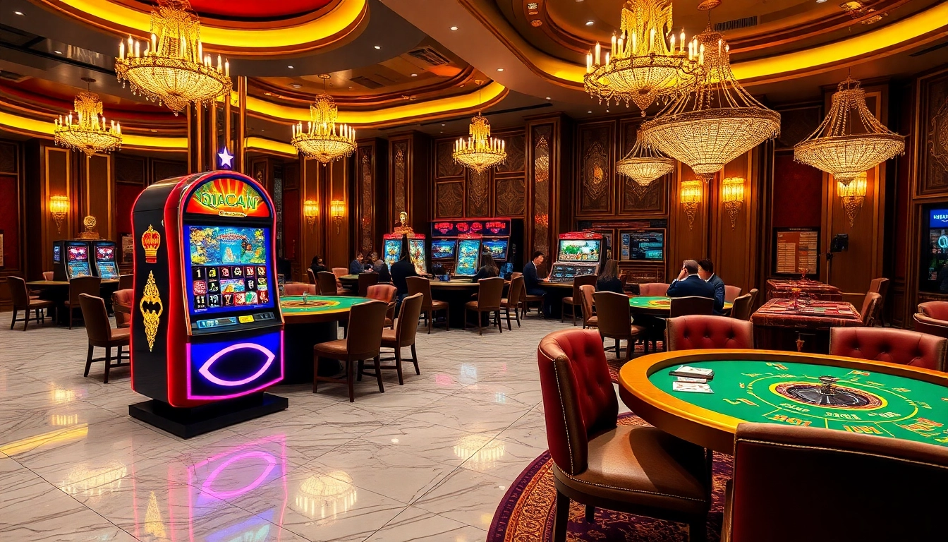 Experience the excitement of qqmacan slot machines in a luxurious casino setting.