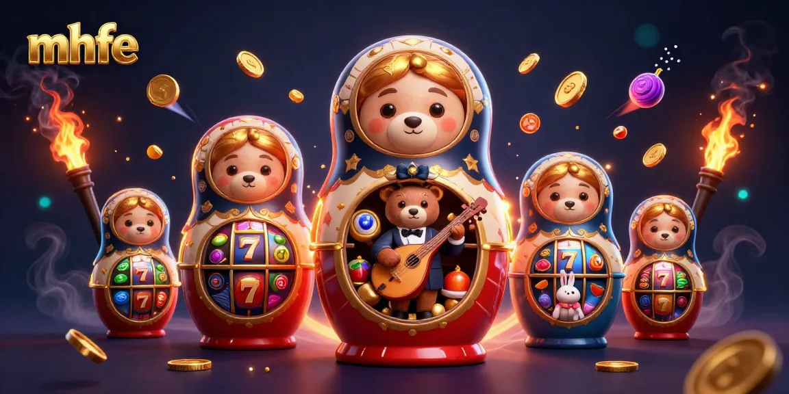 Engage with mhfe at vibrant slot games featuring a lively Matryoshka bear duo and a balalaika-playing rabbit.