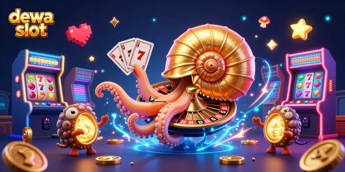 Dive into a thrilling experience with dewa slot, showcasing a heroic nautilus and vibrant casino elements.