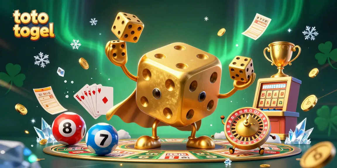 Experience thrilling excitement with toto togel as a golden dice golem juggles lottery balls in an enchanting scene.