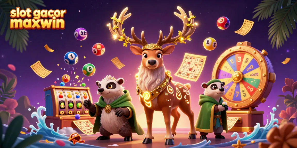 Engage with slot gacor maxwin through a vibrant 3D casino illustration showcasing dynamic slot elements and characters.