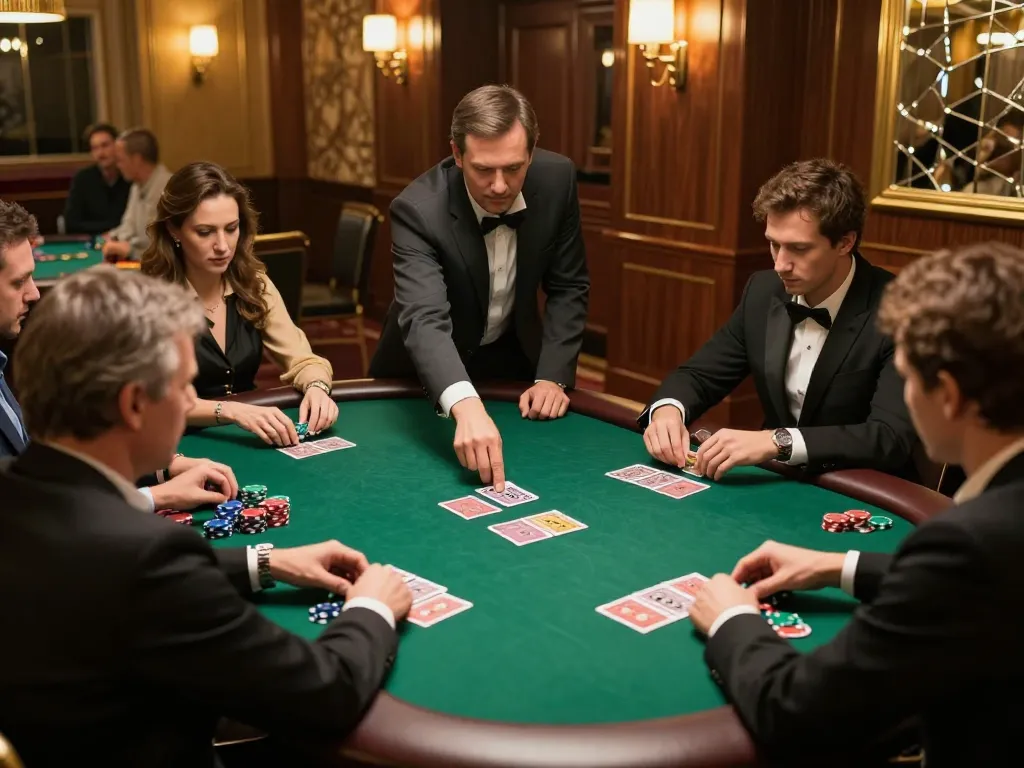 Jay Trần leads a thrilling poker game at an upscale casino, showcasing strategic gameplay.