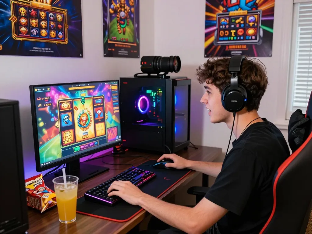 Engaging slot gacor hari ini gaming experience with vibrant LED lights and dynamic visuals.