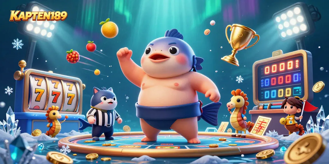 KAPTEN189 mempersembahkan suasana slot online yang mengasyikkan dengan fugu dan teman-temannya dalam ilustrasi 3D