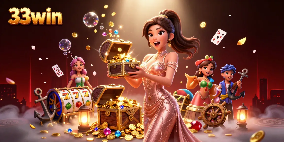 Join the excitement at 33win casino with vibrant slot reels and treasures galore.