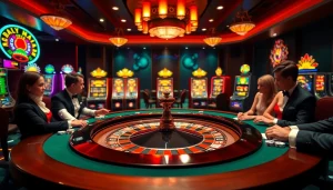 Experience the thrill of lô kép hôm nay at a luxurious casino filled with eager players and vibrant slot machines.